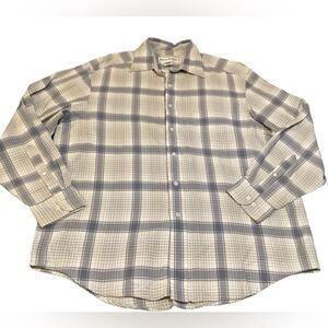 Banana Republic Classic Beige & Gray Plaid Button-Down Shirt Long‎ Sleeve Sz M